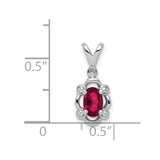 Sterling Silver Rhodium-plated Created Ruby & Diam. Pendant - QB-06247468-4105