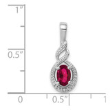Sterling Silver Rhodium-plated Created Ruby & Diam. Pendant - QB-31774218-4672