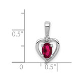 Sterling Silver Rhodium-plated Created Ruby & Diam. Pendant - QB-3D830687-3992