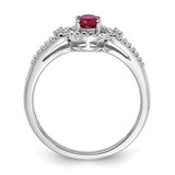 Sterling Silver Rhodium-plated Created Ruby & Diam. Ring - QB-0624228F-2871