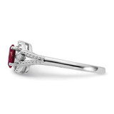 Sterling Silver Rhodium-plated Created Ruby & Diam. Ring - QB-0624228F-2871