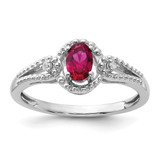 Sterling Silver Rhodium-plated Created Ruby & Diam. Ring - QB-7537A40B-7505
