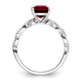 Sterling Silver Rhodium-plated Created Ruby and Diamond Ring - RM-2CC66960-3331