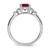 Sterling Silver Rhodium-plated Created Ruby and Diamond Ring - RM-CFEED811-4267