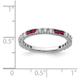 Sterling Silver Rhodium-plated Created Ruby and Round CZ Band - QR-C0560E54-9146