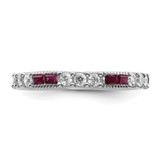 Sterling Silver Rhodium-plated Created Ruby and Round CZ Band - QR-C0560E54-9146