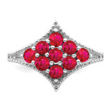 Sterling Silver Rhodium-plated Created Ruby Ring - QR-CE512D40-9458