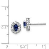 Sterling Silver Rhodium-plated Created Sapphire & Diam. Earrings - QB-2C9AC8FD-7939