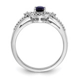 Sterling Silver Rhodium-plated Created Sapphire & Diam. Ring - QB-0ED52D91-4344