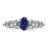 Sterling Silver Rhodium-plated Created Sapphire & Diam. Ring - QB-15D075E0-8953
