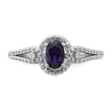 Sterling Silver Rhodium-plated Created Sapphire & Diam. Ring - QB-1E7FBDB0-1872
