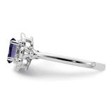 Sterling Silver Rhodium-plated Created Sapphire & Diam. Ring - QB-26AB9480-9685