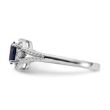 Sterling Silver Rhodium-plated Created Sapphire & Diam. Ring - QB-6C4D2F41-9373