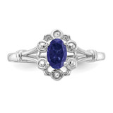 Sterling Silver Rhodium-plated Created Sapphire & Diam. Ring - QB-B66E8B9A-3726