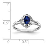 Sterling Silver Rhodium-plated Created Sapphire & Diam. Ring - QB-C58735BD-8773