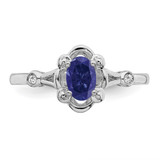 Sterling Silver Rhodium-plated Created Sapphire & Diam. Ring - QB-E5E36F01-7629