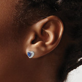 Sterling Silver Rhodium-plated Created Sapphire and Diamond Earrings - EM-1DE575C4-8141