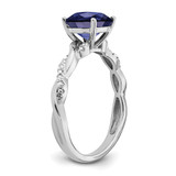Sterling Silver Rhodium-plated Created Sapphire and Diamond Ring - RM-9B326C86-6196