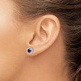 Sterling Silver Rhodium-plated Created Sapphire Earrings - QE-CCDB6692-8731