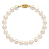 14k 6-7mm White Round Akoya Saltwater Cultured Pearl 7 inch Bracelet - PL-DDE484E5-8463