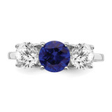 Sterling Silver Rhodium-plated Created Spinel & CZ 3 Stone Ring - QR-32D82A6C-3826