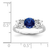 Sterling Silver Rhodium-plated Created Spinel & CZ 3 Stone Ring - QR-54AAD8BD-8090