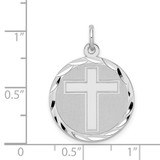 Sterling Silver Rhodium-plated Cross Disc Charm - QC-AE7E29D8-4341