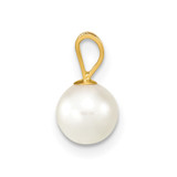 14k 6-7mm White Round Akoya Saltwater Cultured Pearl Pendant