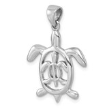 Sterling Silver Rhodium-plated Cut Out  Mother and Baby Turtle Pendant