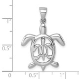 Sterling Silver Rhodium-plated Cut Out  Mother and Baby Turtle Pendant