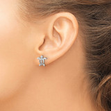 Sterling Silver Rhodium-plated Cut Out Turtle Post Earring