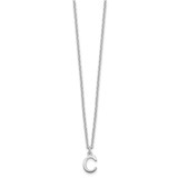 Sterling Silver Rhodium-plated Cutout Letter C Initial Necklace