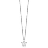 Sterling Silver Rhodium-plated Cutout Letter W Initial Necklace