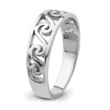 Sterling Silver Rhodium-plated Cut-Out Polished Wave Band Ring - LR-4ADCD4FF-4479