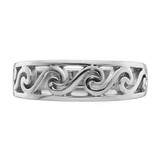 Sterling Silver Rhodium-plated Cut-Out Polished Wave Band Ring - LR-6ED4B9E8-4872