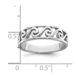 Sterling Silver Rhodium-plated Cut-Out Polished Wave Band Ring - LR-C26AF04C-8067