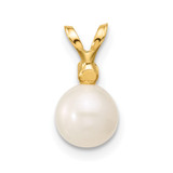 14k 6-7mm White Round Freshwater Cultured Pearl and .03 Carat Diamond Pendant