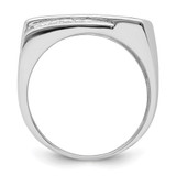 Sterling Silver Rhodium-plated CZ & Onyx Ring - QR-5716684F-2303