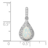 Sterling Silver Rhodium-Plated CZ & Synthetic Opal Pendant
