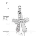 Sterling Silver Rhodium-plated CZ 2 Piece Cross Pendant