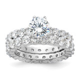 Sterling Silver Rhodium-plated CZ 2 Piece Wedding Set Ring - QR-1D5ED7FE-5911
