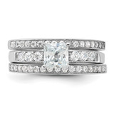 Sterling Silver Rhodium-plated CZ 3 Piece Wedding Set Ring - QR-5208541E-6342