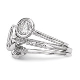 Sterling Silver Rhodium-plated CZ 3-Ring Set - QR-88336B33-5071