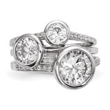 Sterling Silver Rhodium-plated CZ 3-Ring Set - QR-88336B33-5071