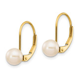 14k 6-7mm White Round Freshwater Cultured Pearl Leverback Earrings - XL-CFE53178-9269