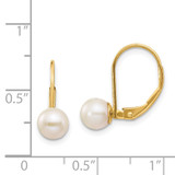 14k 6-7mm White Round Freshwater Cultured Pearl Leverback Earrings - XL-CFE53178-9269