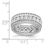 Sterling Silver Rhodium-plated CZ 3-row Eternity Ring - QR-6077B0EE-8522