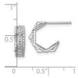 Sterling Silver Rhodium-plated CZ 3-Row Polished J-Hoop Post Earrings - QE-91CAEB4A-5016