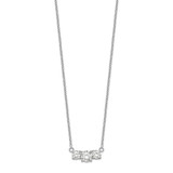 Sterling Silver Rhodium-plated CZ 3-Stone w/1in ext. Necklace