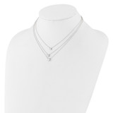 Sterling Silver Rhodium-plated CZ 3-Strand 14.5in w/2in ext Necklace